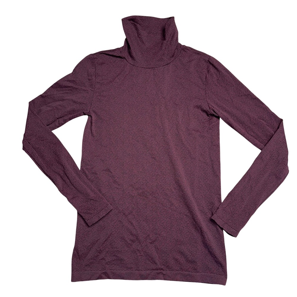 Athleta‎ Turtleneck Top Womens Medium Plum Excellent Textured Long Sleeve